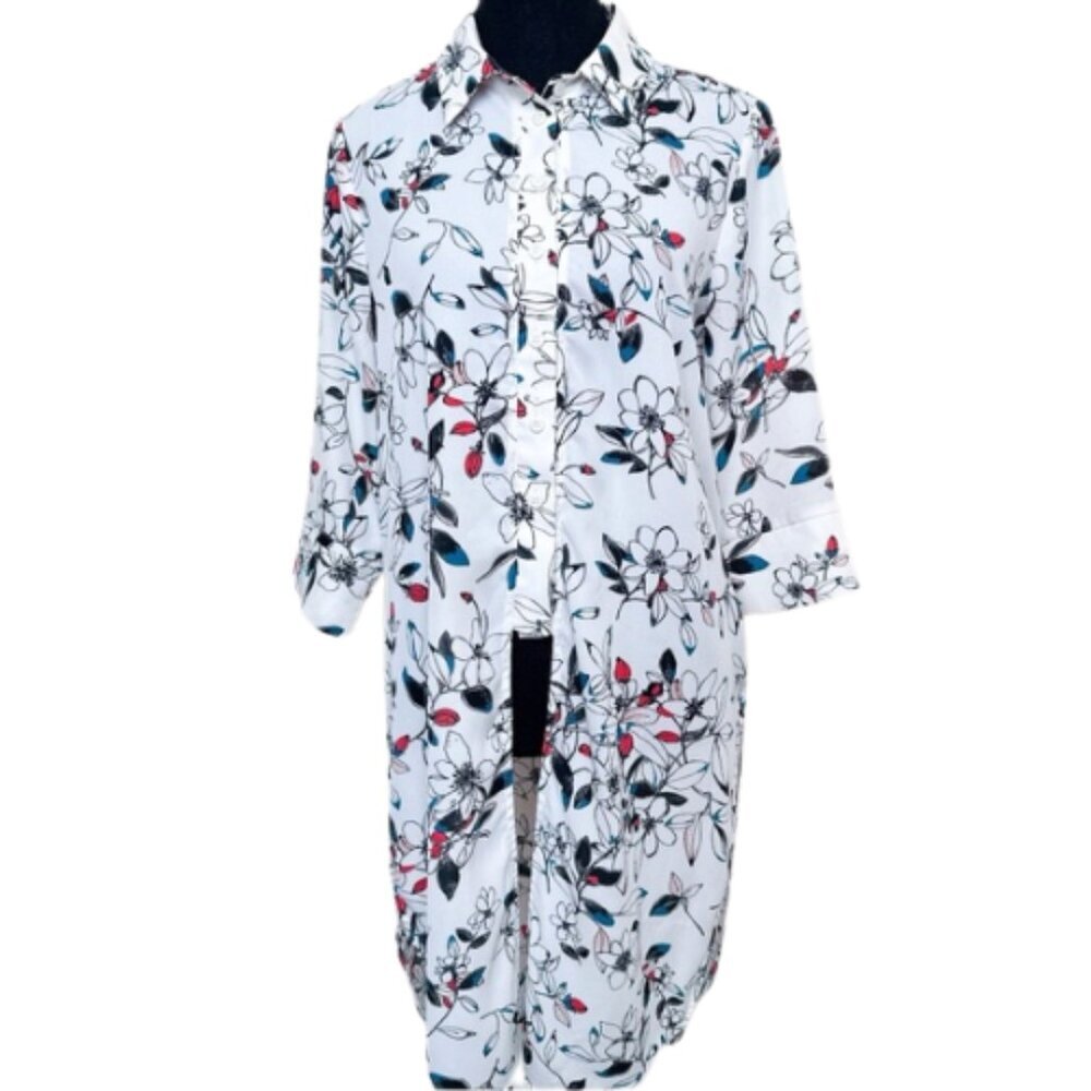 Anatomie Womens Small Floral Long Line Tunic Shirt
